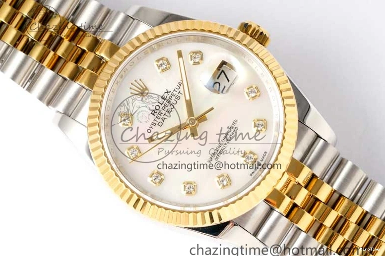 MiroTime 0311 GoodFit DateJust 36 SS YG DIWF 1:1 Best Edition 904L Steel White MOP Diamonds Dial on Jubilee Bracelet SA 2324